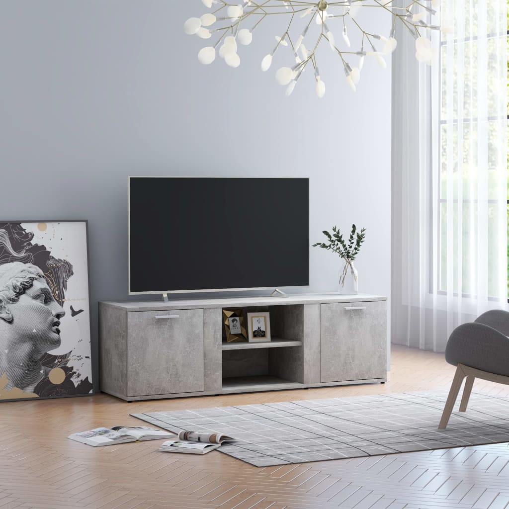 Meuble TV gris béton 120x34x37 cm en bois