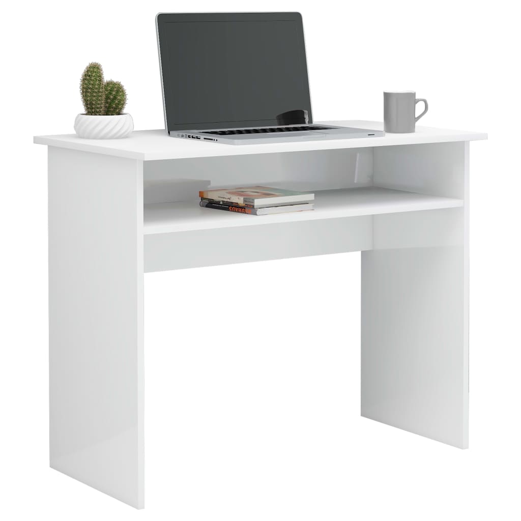 Bureau blanc brillant 90x50x74 cm en bois