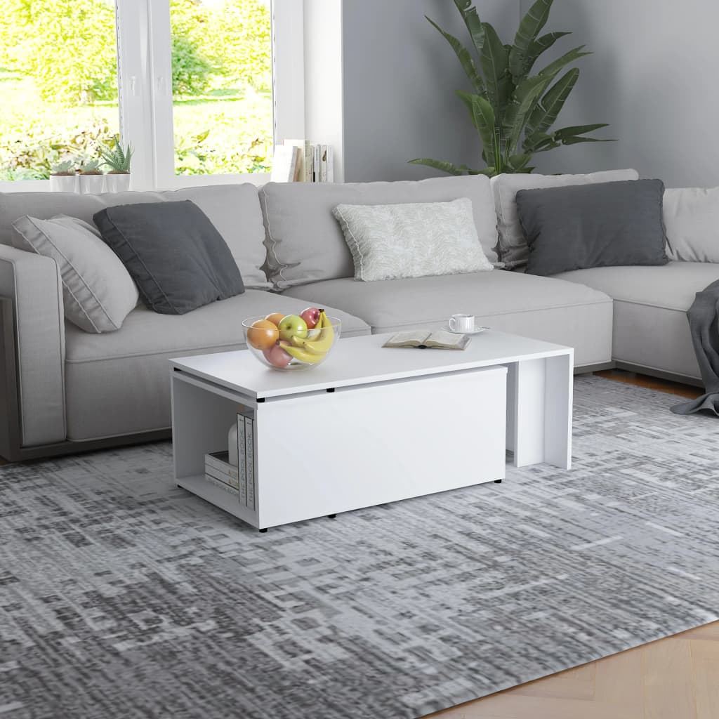 Table basse blanche 150x50x35 cm en bois