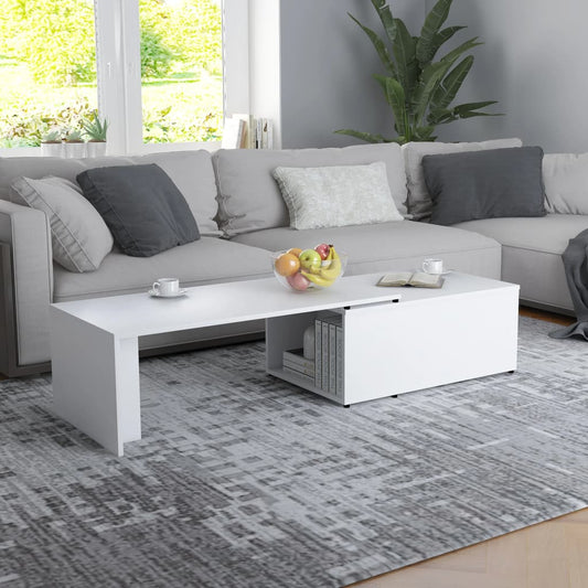 Table basse blanche 150x50x35 cm en bois