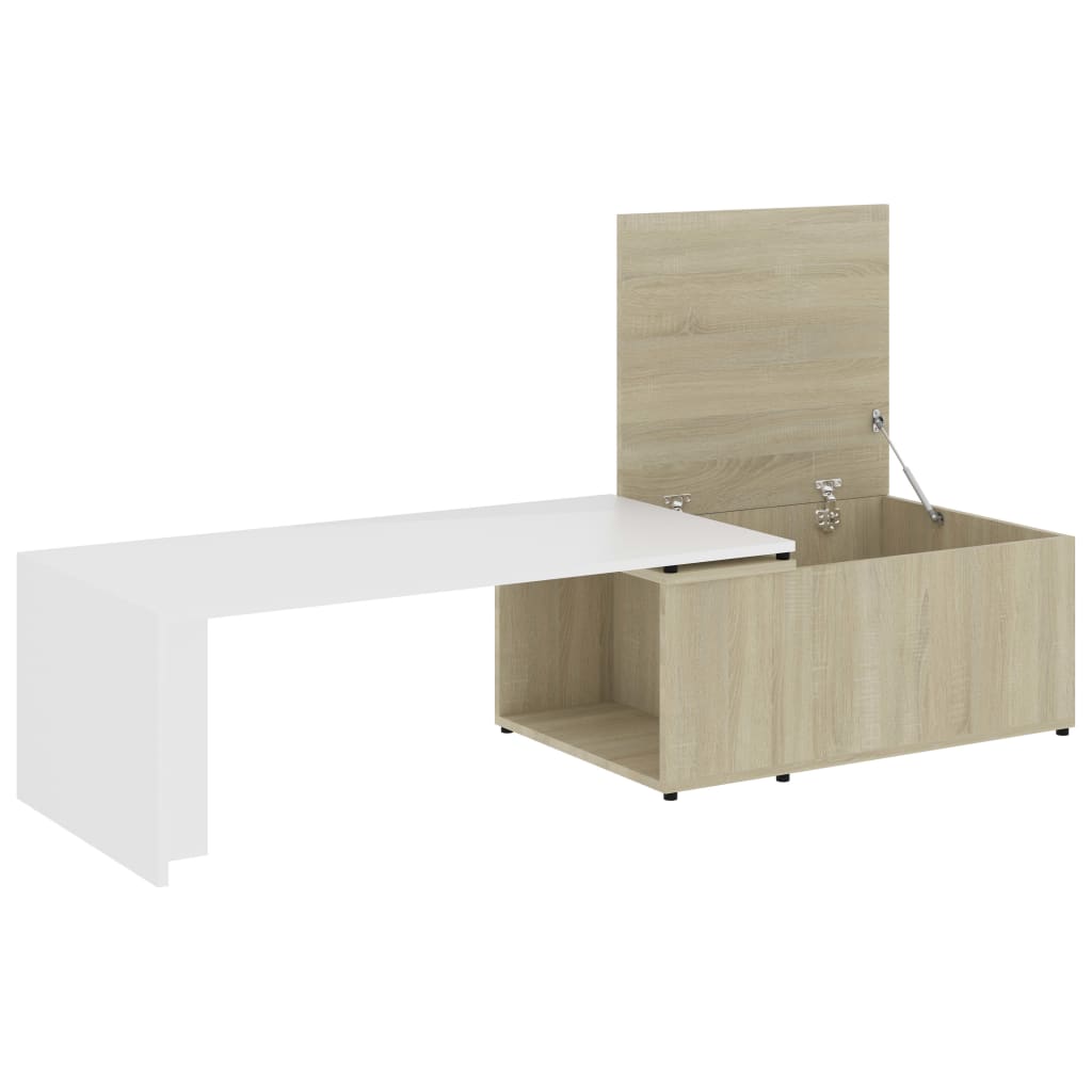 Couchtisch Weiß Sonoma-Eiche 150x50x35 cm Holzwerkstoff