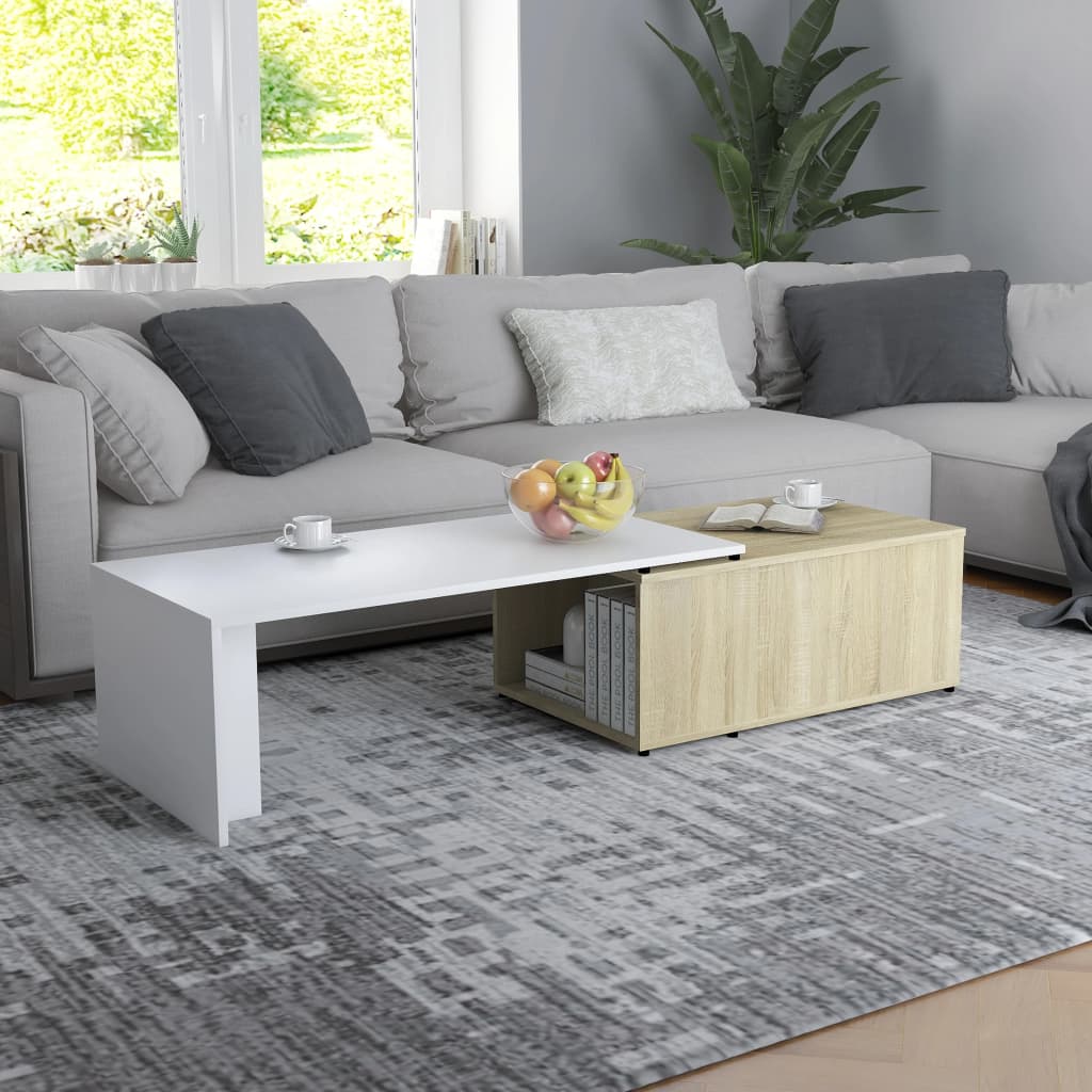 Couchtisch Weiß Sonoma-Eiche 150x50x35 cm Holzwerkstoff