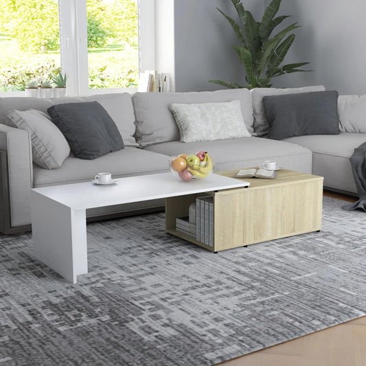Couchtisch Weiß Sonoma-Eiche 150x50x35 cm Holzwerkstoff