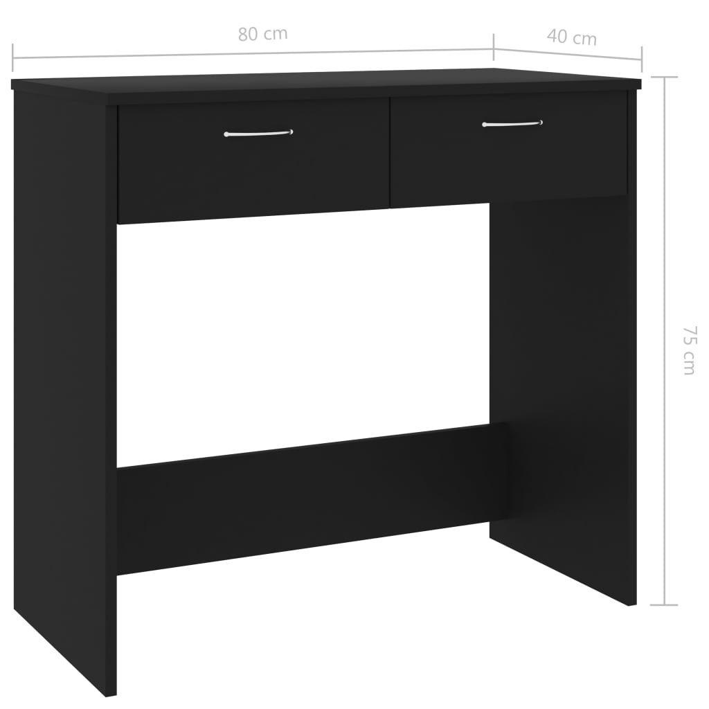 Bureau noir 80x40x75 cm en bois