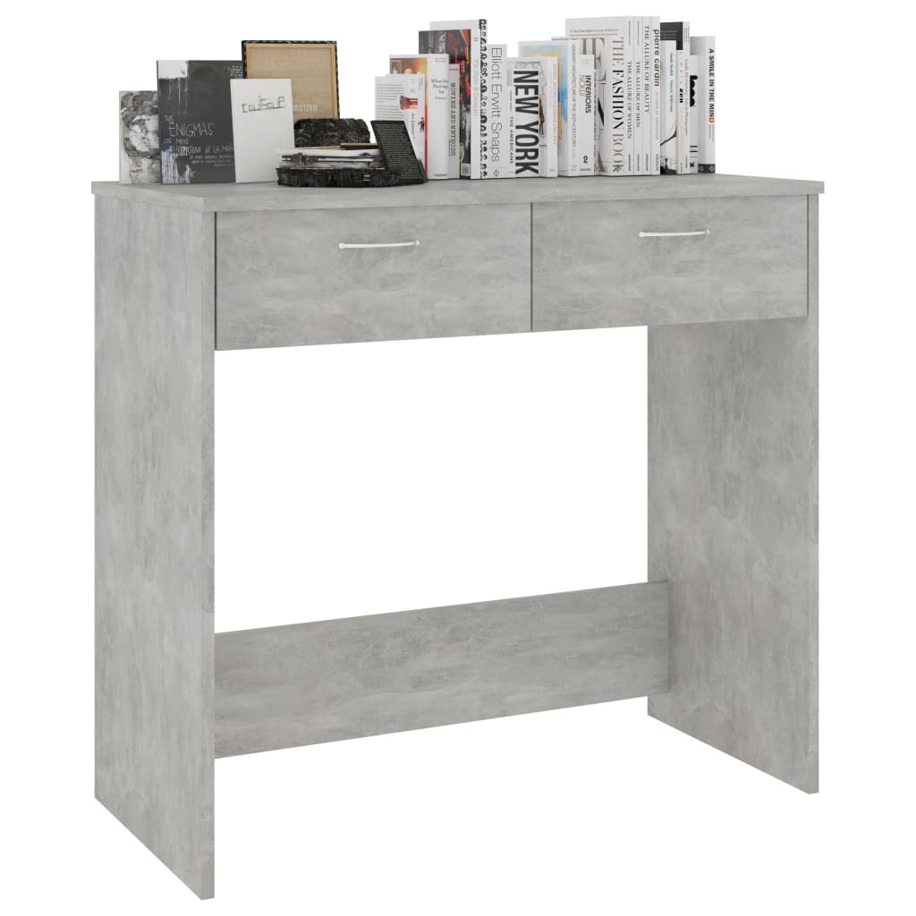 Bureau gris béton 80x40x75 cm en bois