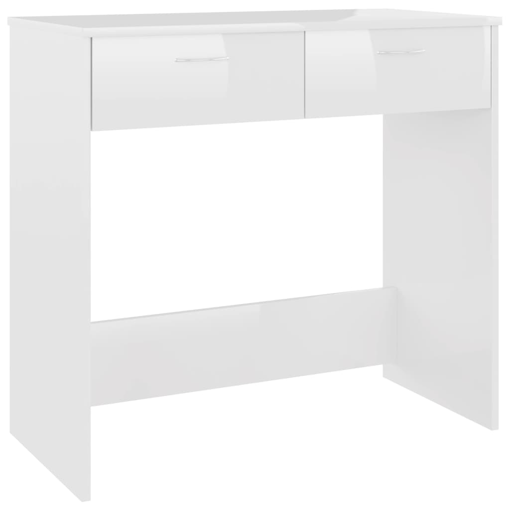 Bureau blanc brillant 80x40x75 cm en bois