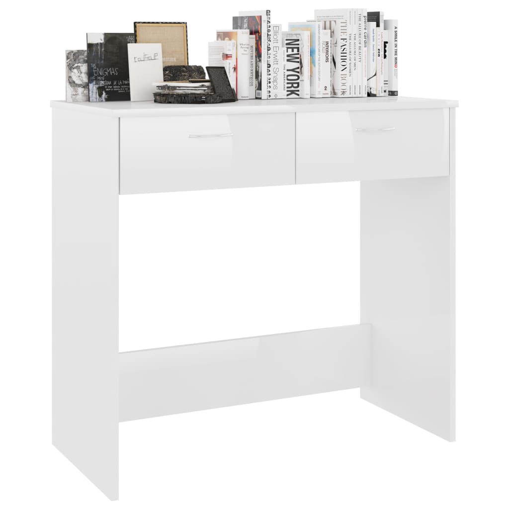 Bureau blanc brillant 80x40x75 cm en bois