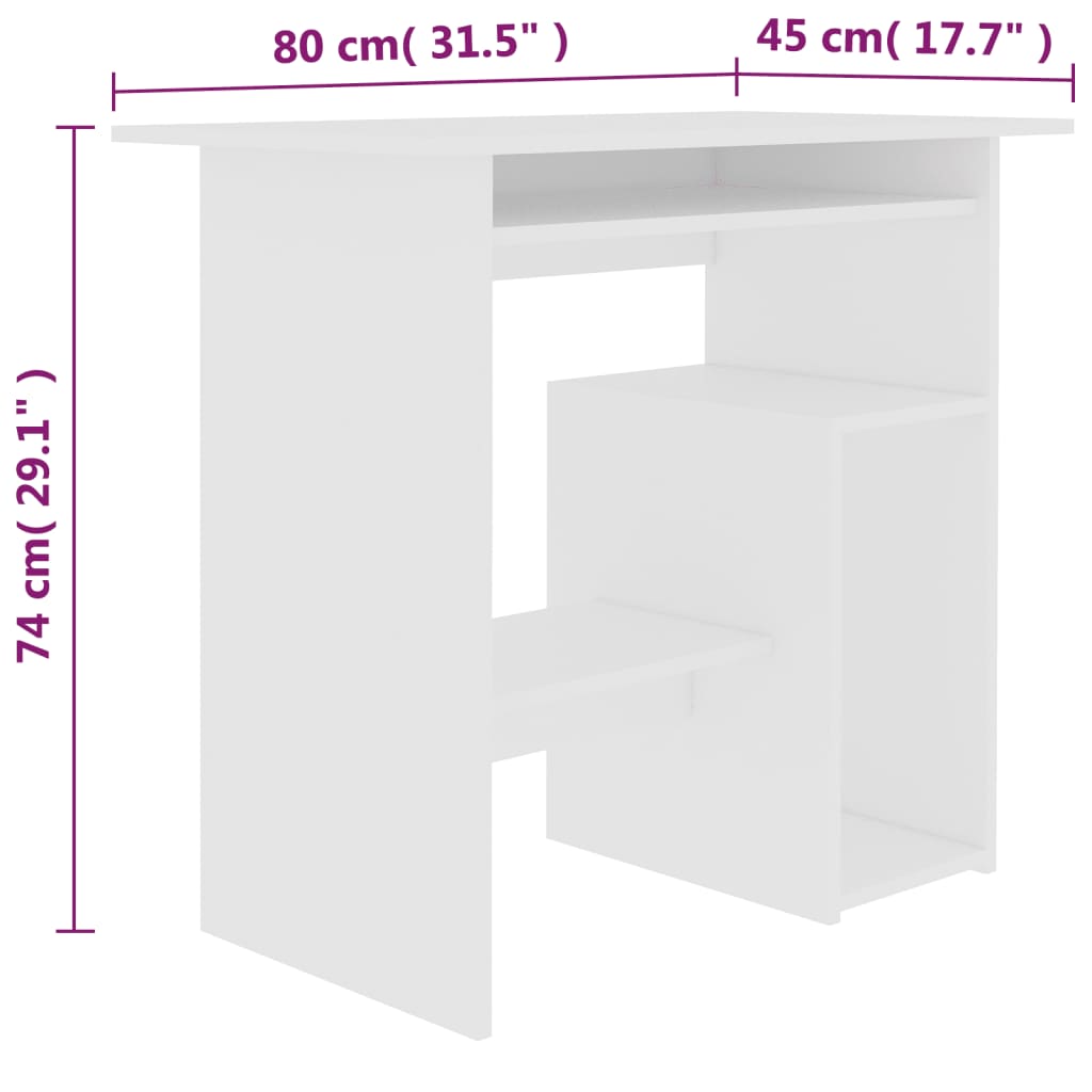 Bureau blanc 80x45x74 cm en bois