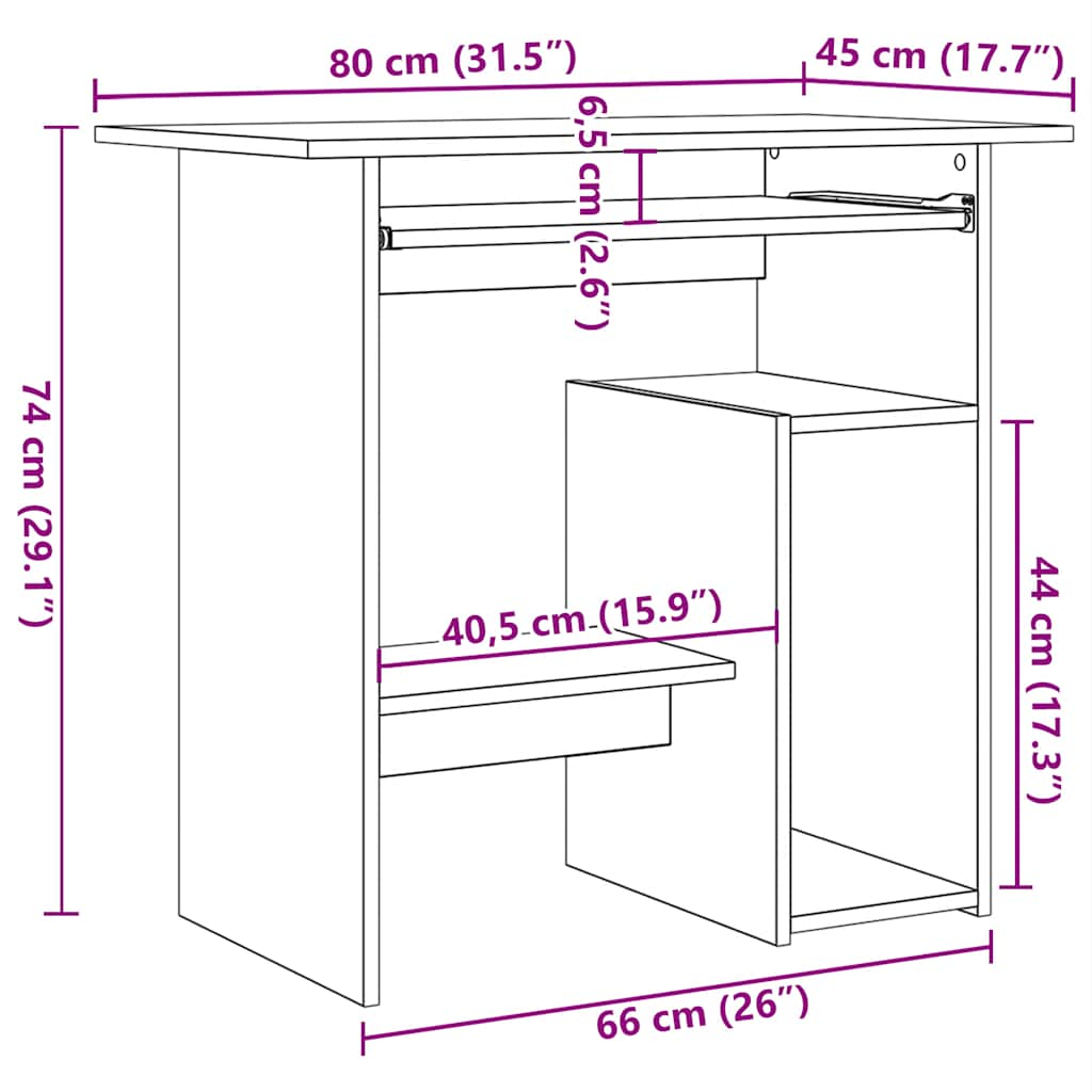 Bureau blanc 80x45x74 cm en bois