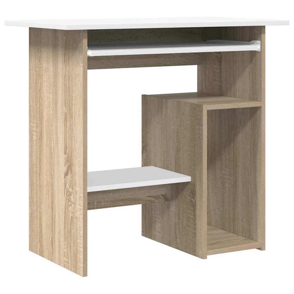 Bureau blanc et chêne Sonoma 80x45x74 cm matériau bois