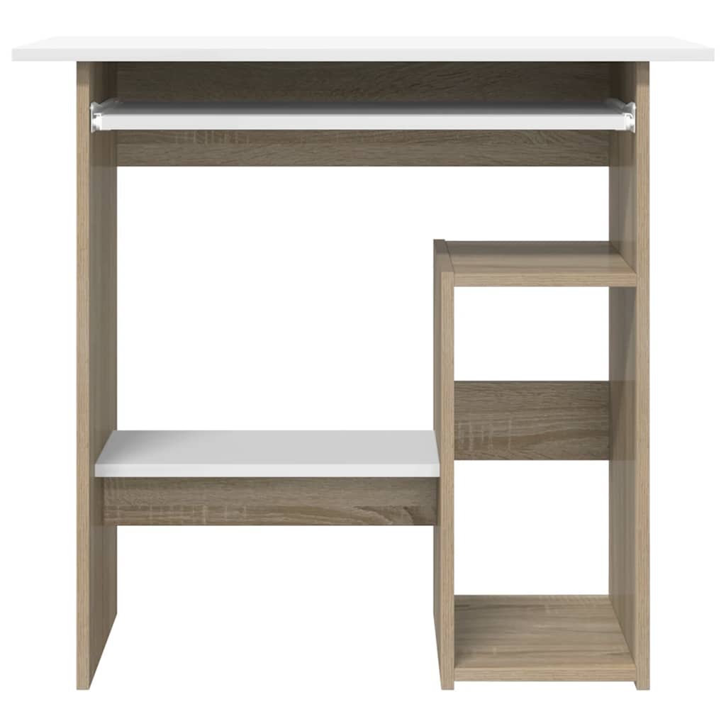 Bureau blanc et chêne Sonoma 80x45x74 cm matériau bois