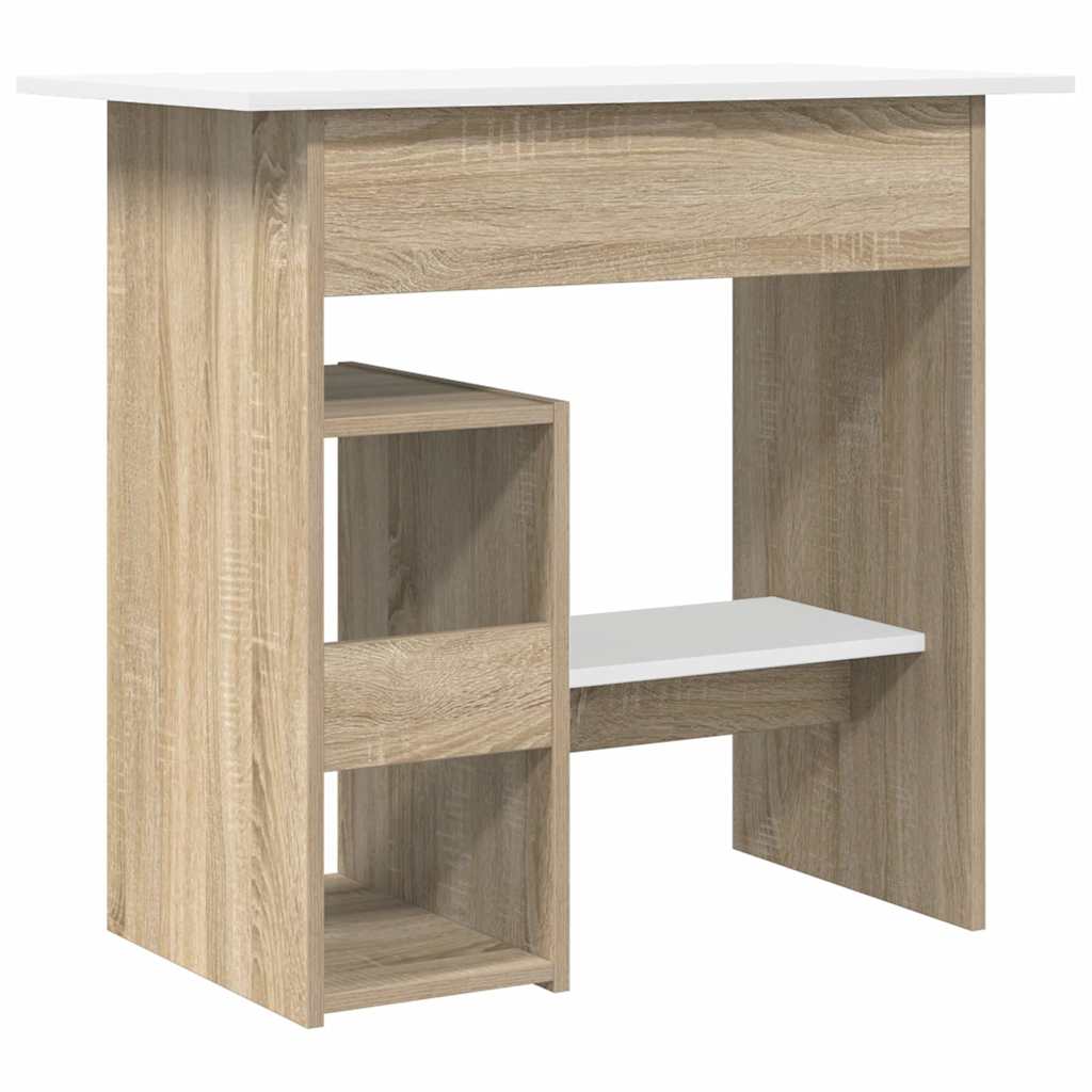 Bureau blanc et chêne Sonoma 80x45x74 cm matériau bois