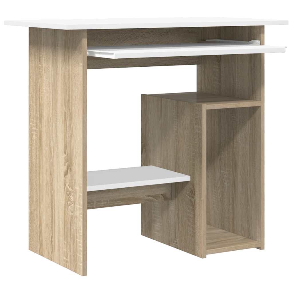 Bureau blanc et chêne Sonoma 80x45x74 cm matériau bois