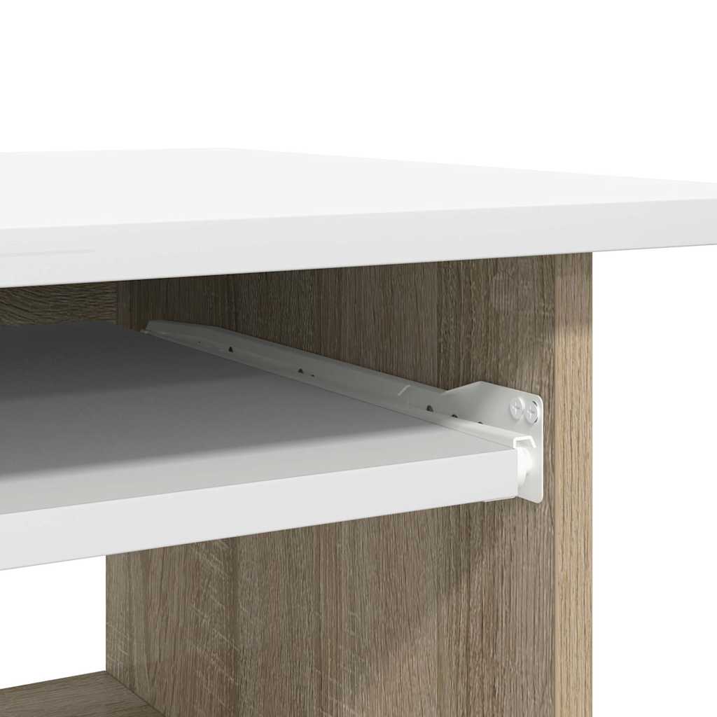 Bureau blanc et chêne Sonoma 80x45x74 cm matériau bois