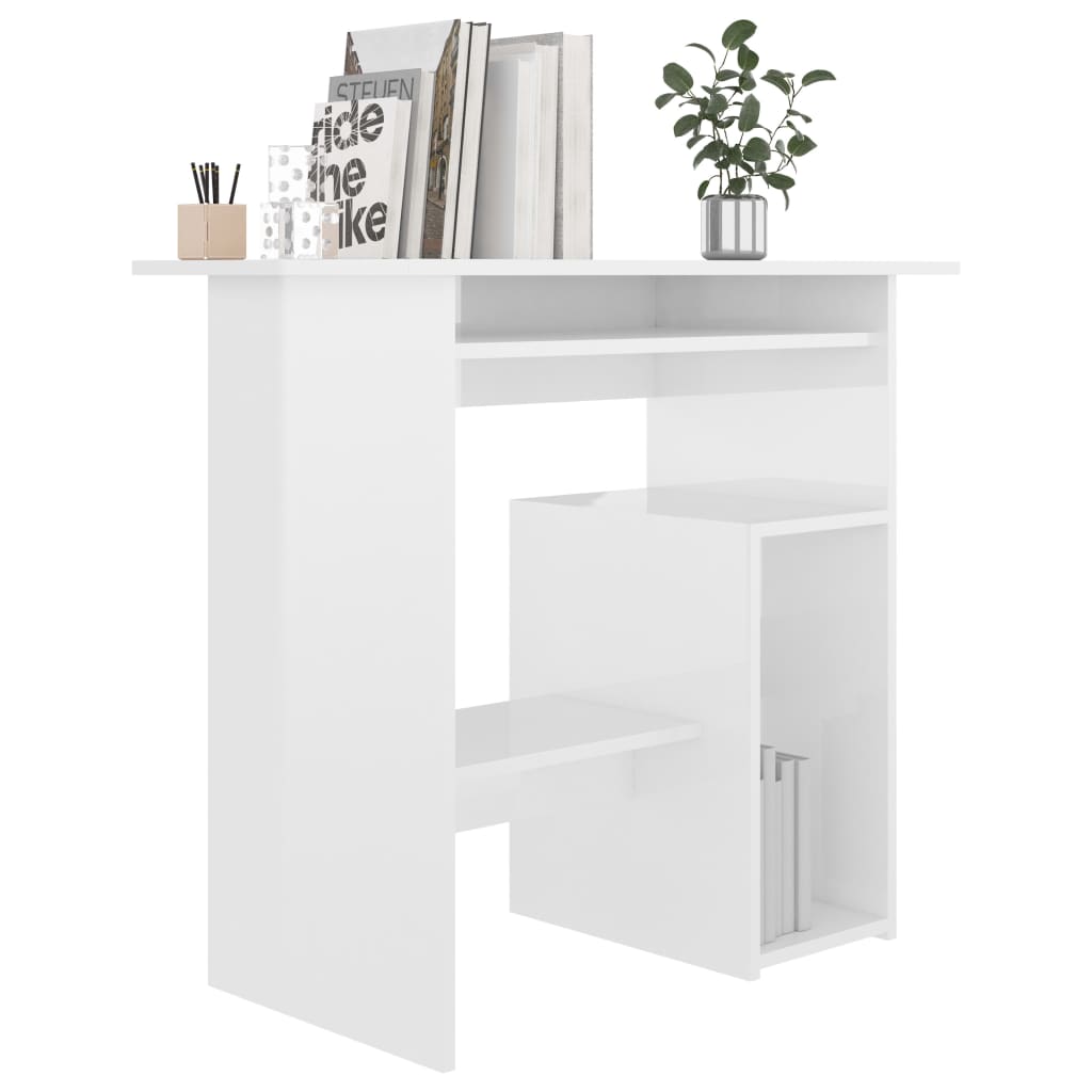 Bureau blanc brillant 80x45x74 cm en bois