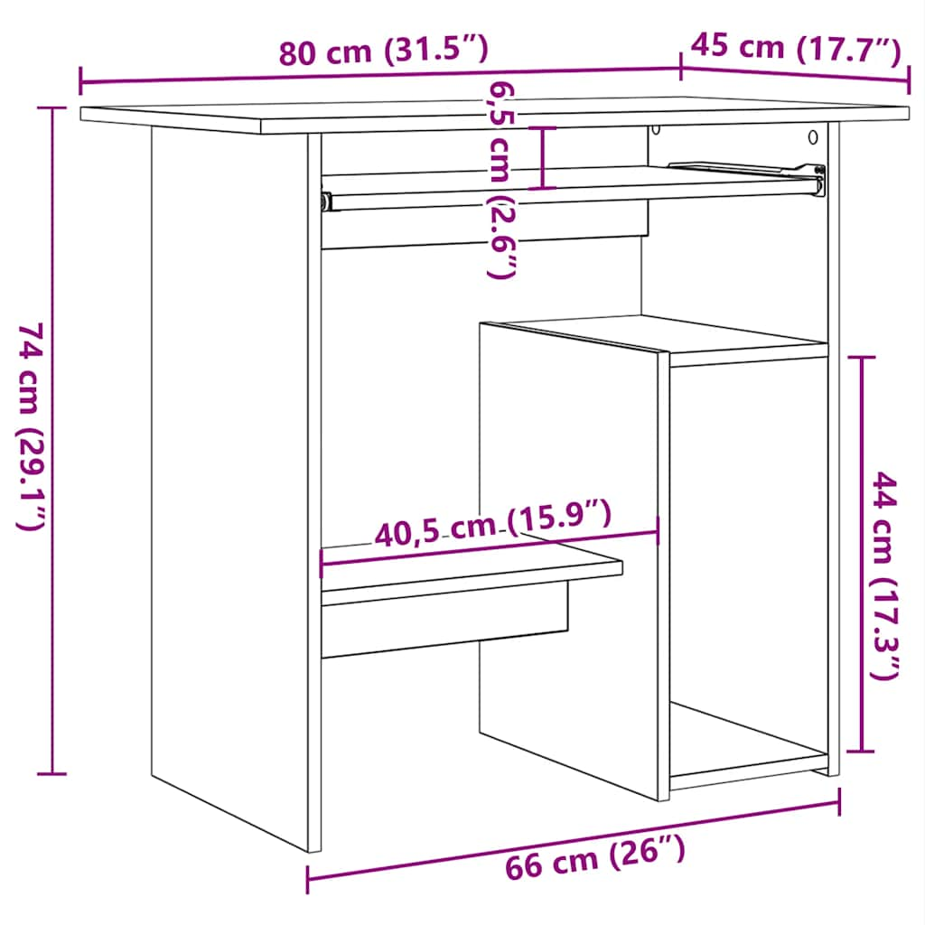 Schreibtisch Hochglanz-Weiß 80x45x74 cm Holzwerkstoff