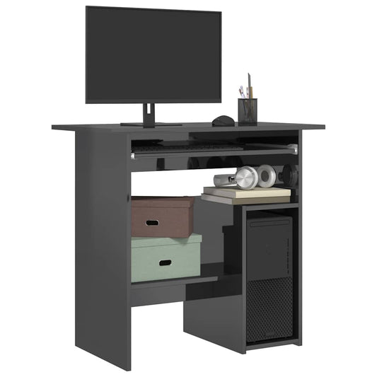 Schreibtisch Hochglanz-Grau 80x45x74 cm Holzwerkstoff