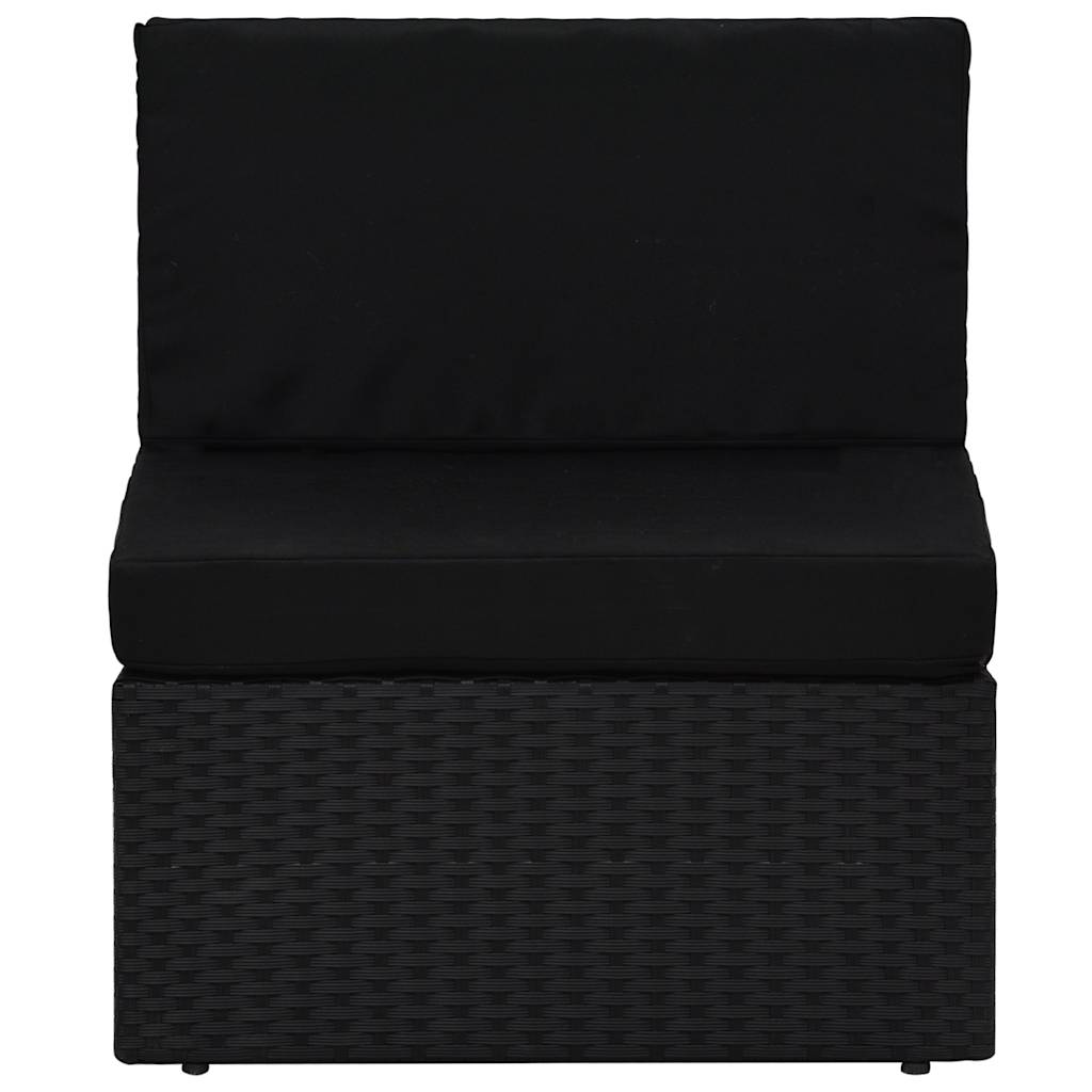 Modulares Mittelsofa Poly Rattan Schwarz