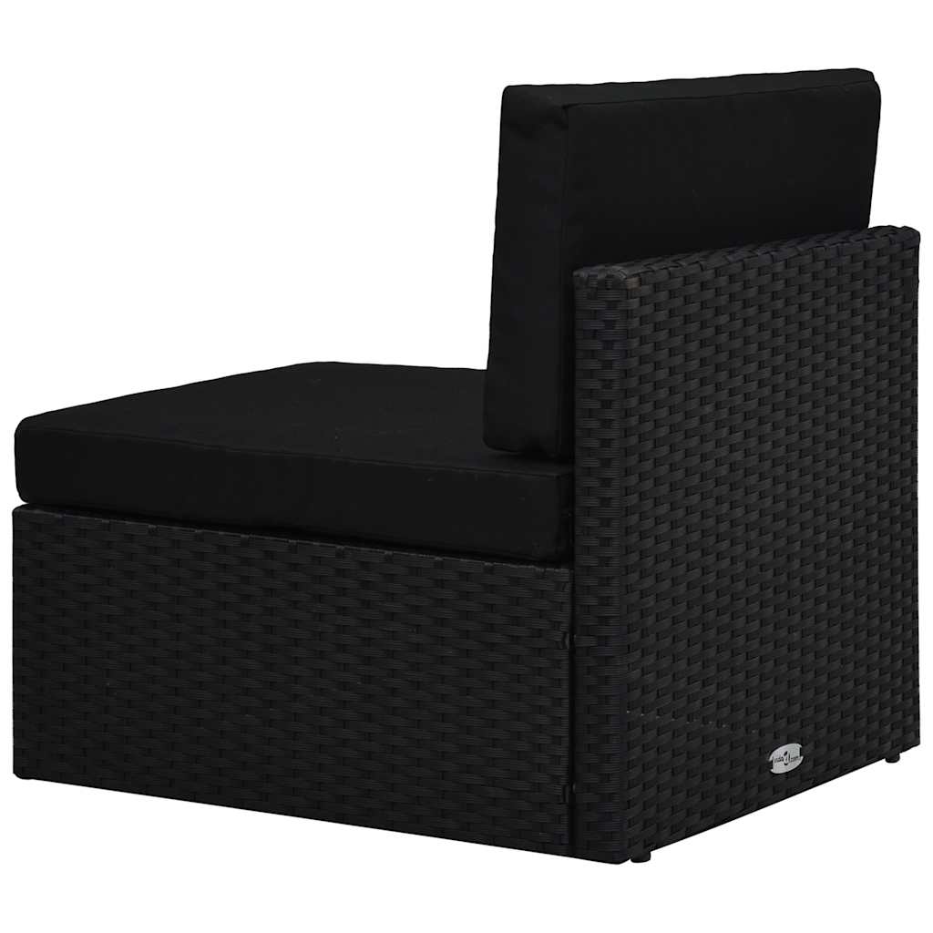Modulares Mittelsofa Poly Rattan Schwarz