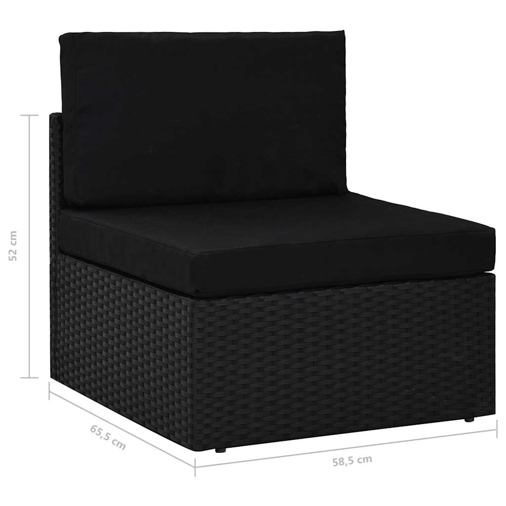 Modulares Mittelsofa Poly Rattan Schwarz
