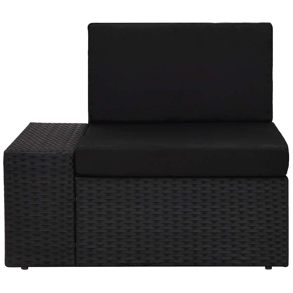 Modulares Sofa-Eckteil mit Armlehne (rechts) Poly Rattan Schwarz