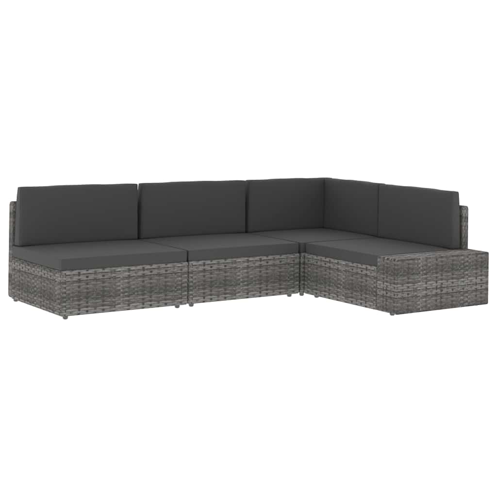 Modulares Sofa-Eckteil mit Armlehne (rechts) Poly Rattan Schwarz