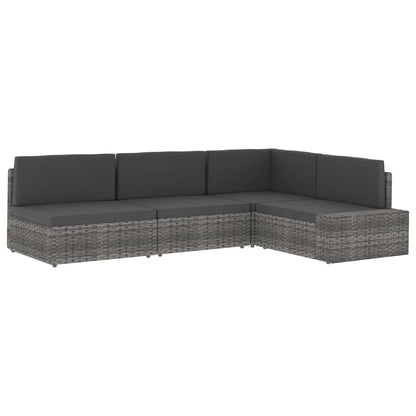 Modulares Sofa-Eckteil mit Armlehne (rechts) Poly Rattan Schwarz