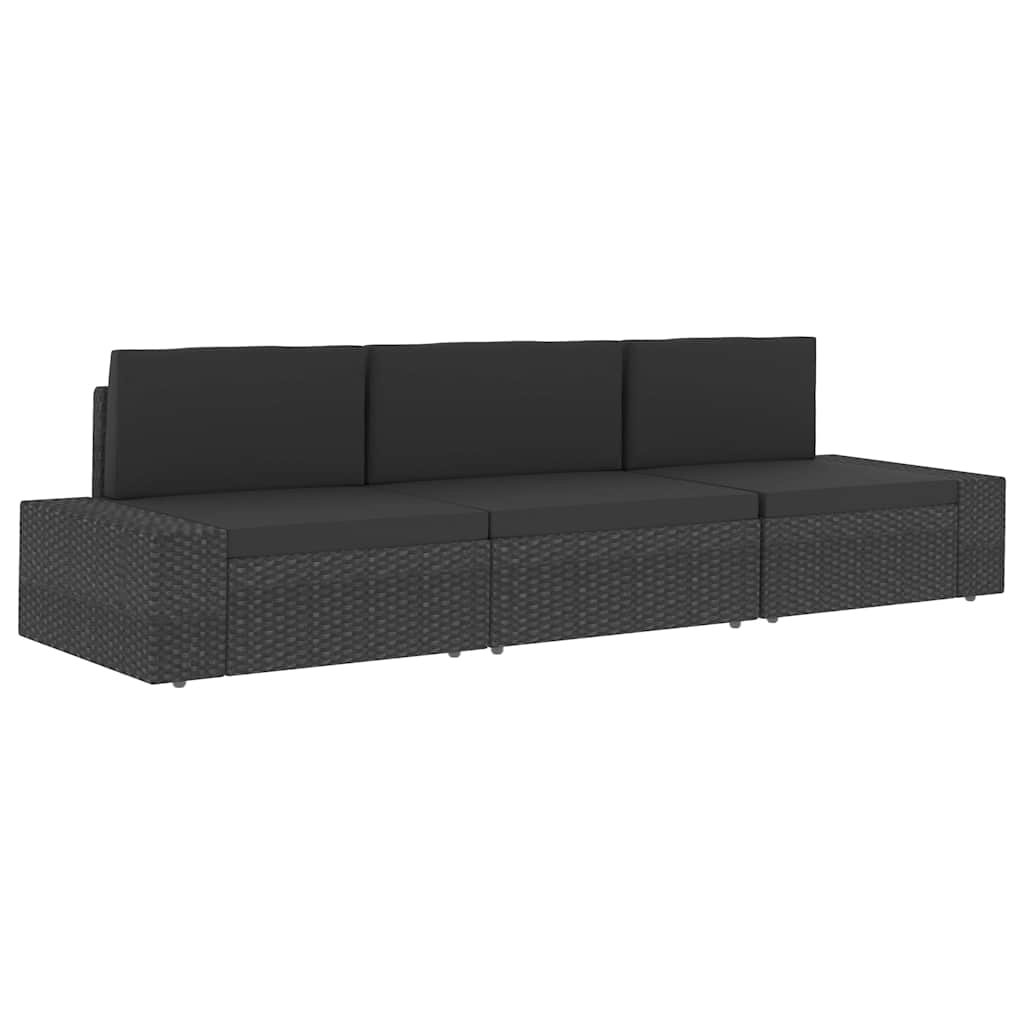 Modulares Sofa-Eckteil mit Armlehne (rechts) Poly Rattan Schwarz