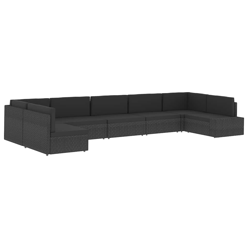 Modulares Sofa-Eckteil mit Armlehne (rechts) Poly Rattan Schwarz