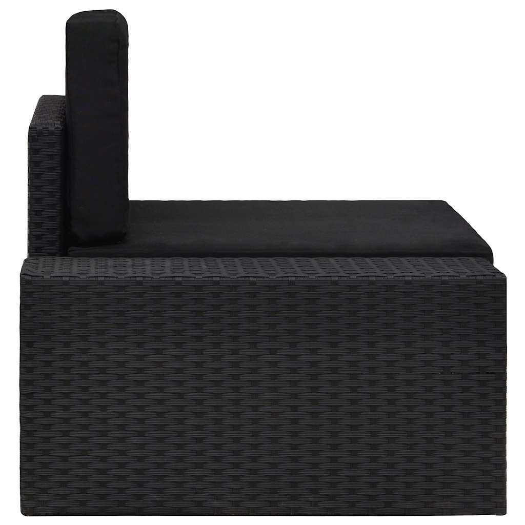Modulares Sofa-Eckteil mit Armlehne (rechts) Poly Rattan Schwarz