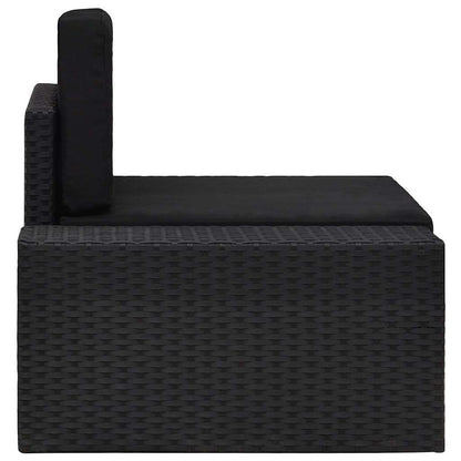 Modulares Sofa-Eckteil mit Armlehne (rechts) Poly Rattan Schwarz