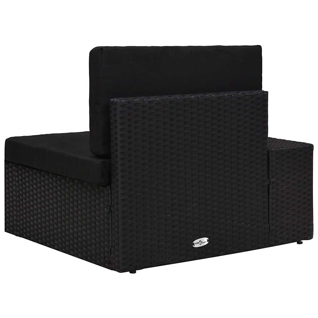 Modulares Sofa-Eckteil mit Armlehne (rechts) Poly Rattan Schwarz
