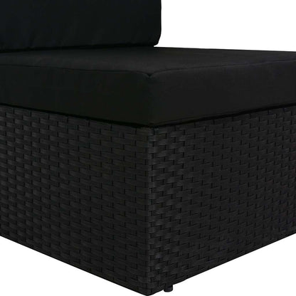Modulares Sofa-Eckteil mit Armlehne (rechts) Poly Rattan Schwarz