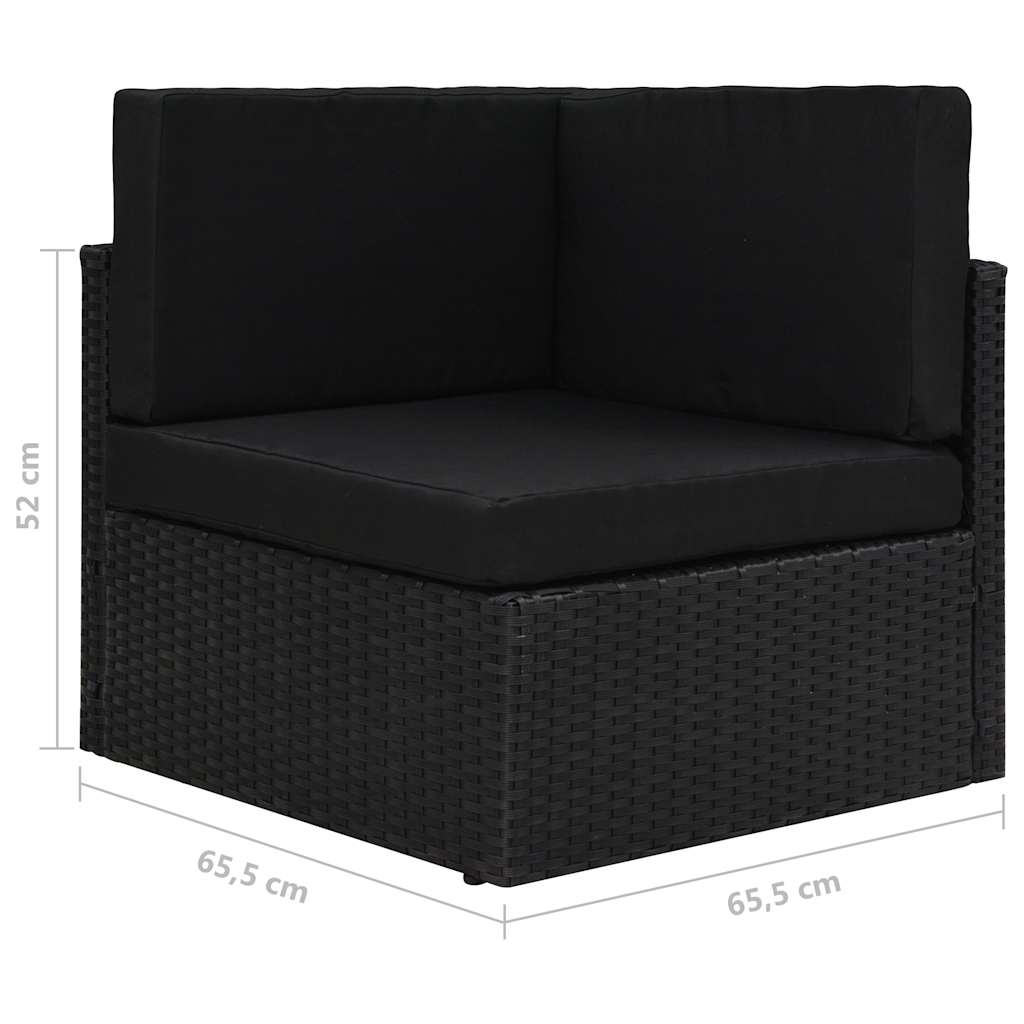 Modulares Sofa-Eckteil Poly Rattan Schwarz