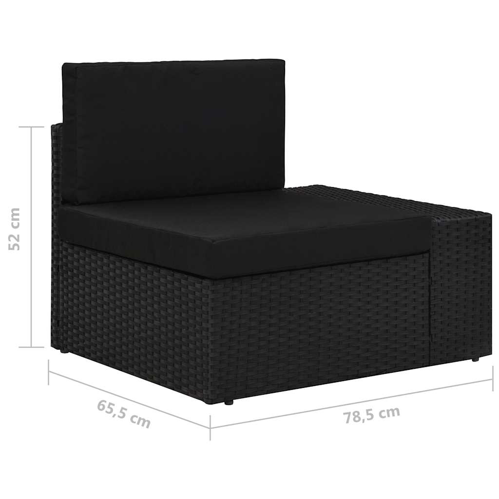 3-tlg. Garten-Lounge-Set Poly Rattan Schwarz