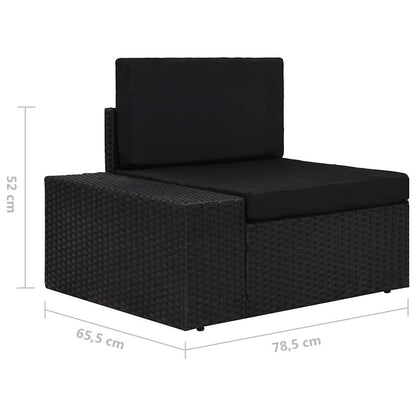 3-tlg. Garten-Lounge-Set Poly Rattan Schwarz