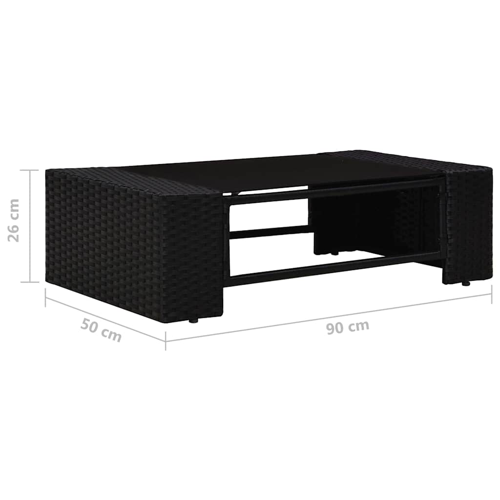 3-tlg. Garten-Lounge-Set Poly Rattan Schwarz