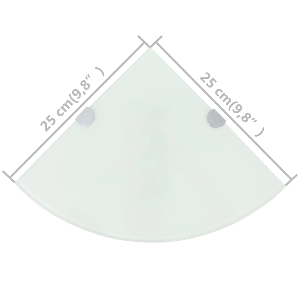 Eckregale 2 Stk. mit Verchromten Halterungen Glas Weiß 25x25 cm