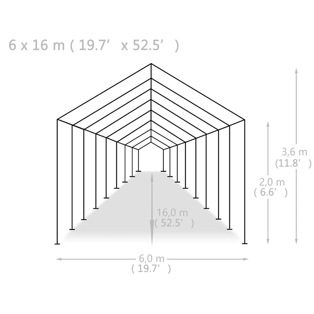 Tente de réception PE 6x16 m blanche