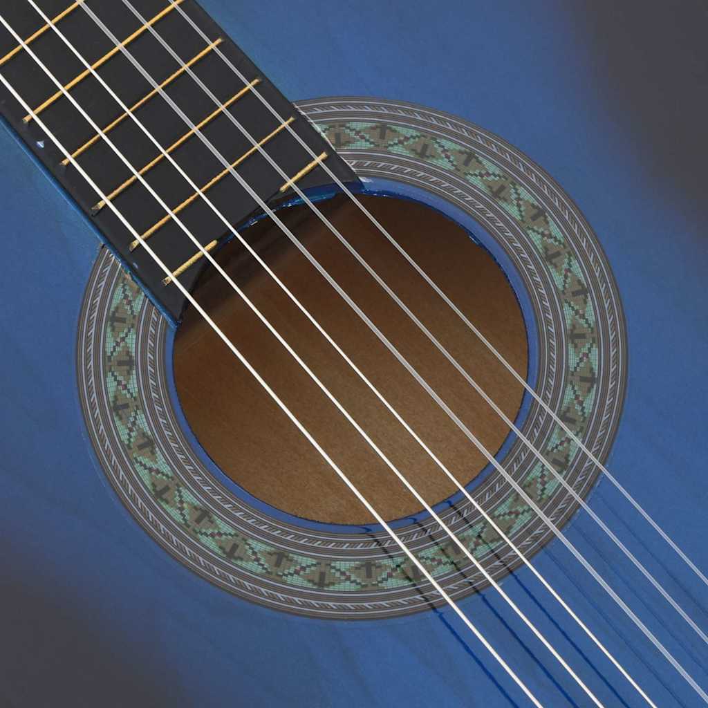 12-tlg. Klassikgitarren-Set für Anfänger Blau 4/4 39