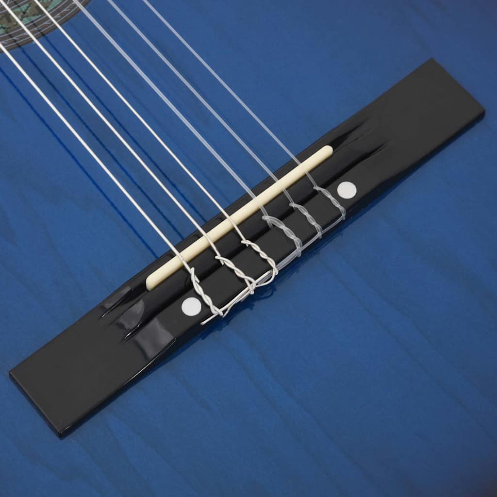 12-tlg. Klassikgitarren-Set für Anfänger Blau 4/4 39
