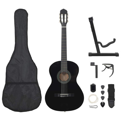 12-tlg. Klassikgitarren-Set für Anfänger Schwarz 4/4 39