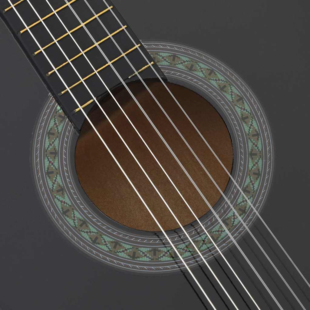12-tlg. Klassikgitarren-Set für Anfänger Schwarz 4/4 39