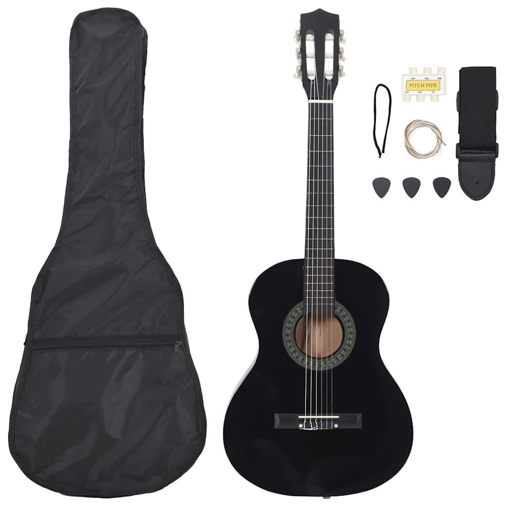8-tlg. Klassikgitarren-Set für Anfänger Schwarz 3/4 36