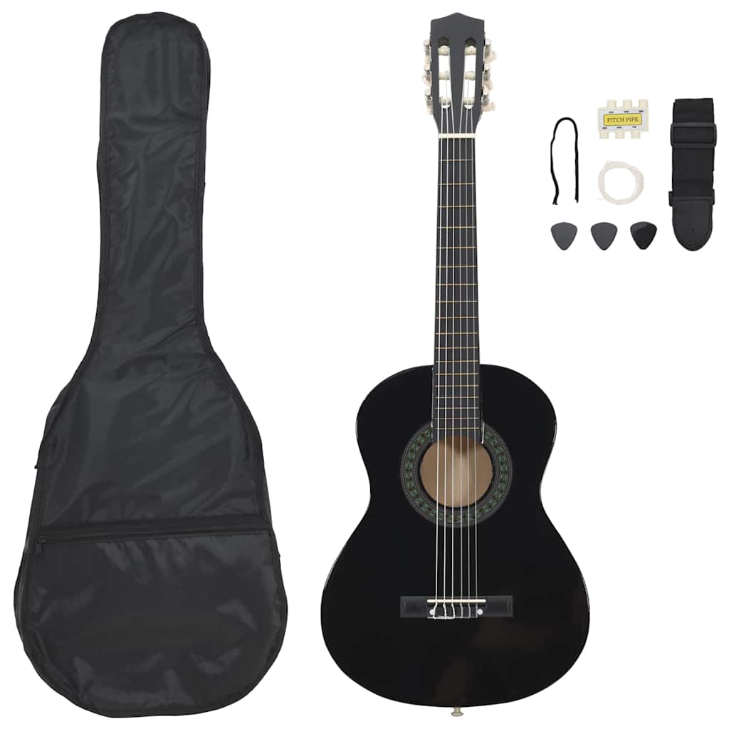 8-tlg. Klassikgitarren-Set für Anfänger Schwarz 1/2 34