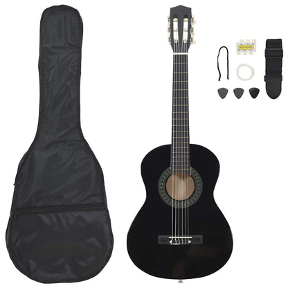 8-tlg. Klassikgitarren-Set für Anfänger Schwarz 1/2 34