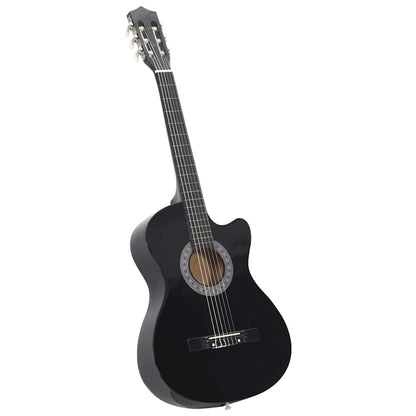 Westerngitarre Cutaway mit 6 Saiten Schwarz 38