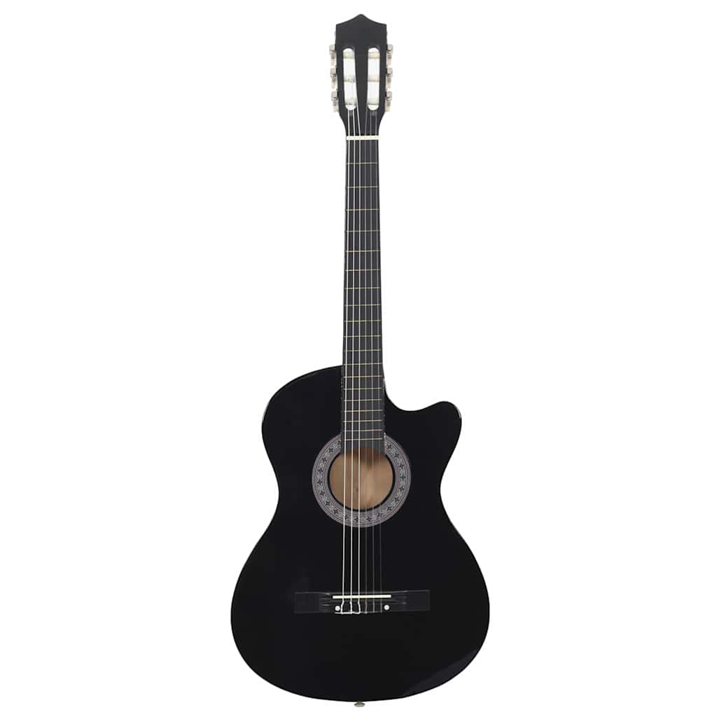 Westerngitarre Cutaway mit 6 Saiten Schwarz 38