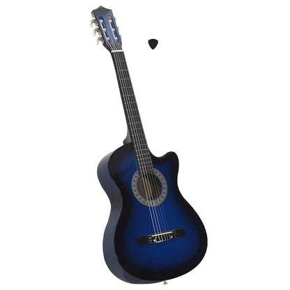 Westerngitarre Cutaway mit 6 Saiten Blau-Schattiert 38