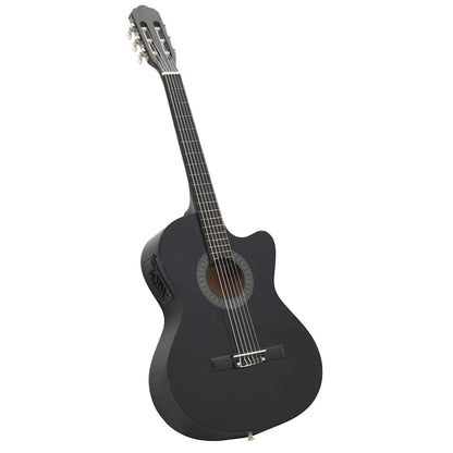 Westerngitarre Cutaway mit Equalizer und 6 Saiten Schwarz
